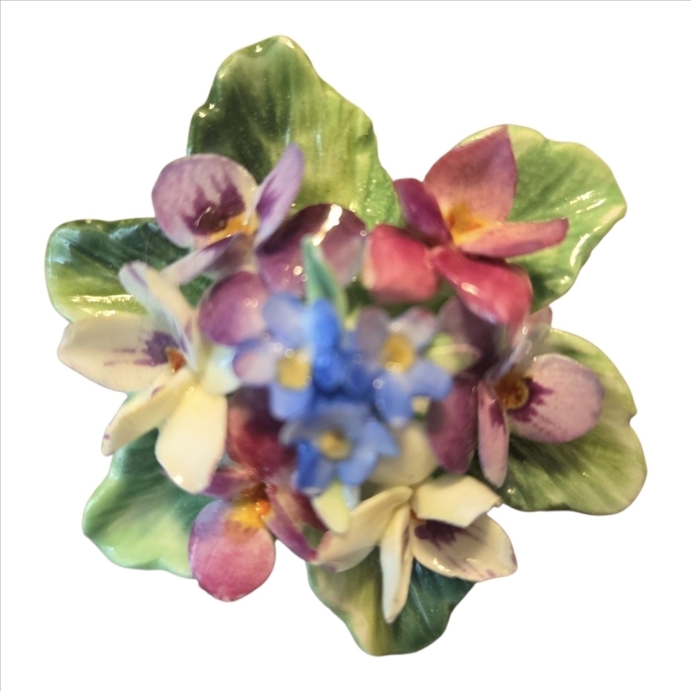 Crown Staffordshire England Bone China Floral Brooch